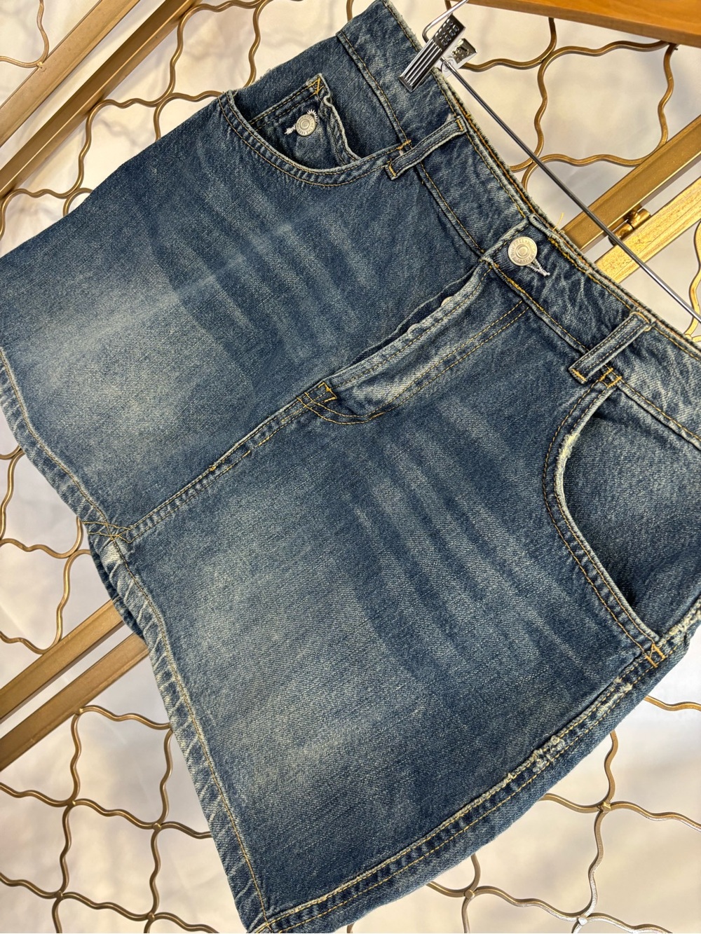 We The Free by Free People Anthropologie Denim Mini Skirt in Faded Blue size 32 - Picture 4 of 12